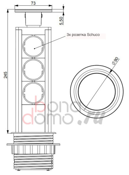 Встраиваемый блок розеток Move (Confurn, Германия) - схема, открытый
