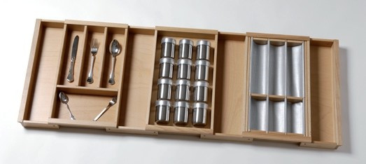 FIT Flex+ раздвижной деревянный лоток для столовых приборов, бук, с 2-мя комплектами расширения