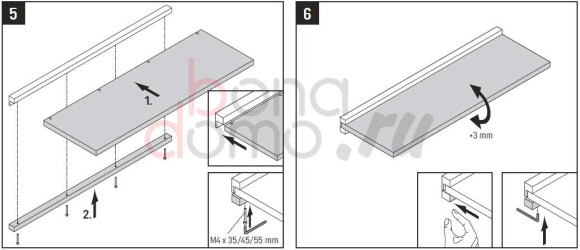 Система монтажа полок EBB System two - схема монтажа Система монтажа полок EBB System two - схема монтажа