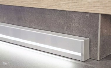 Groove - алюминиевый плинтус с подсветкой для кухонной столешницы (Schuco, Германия), готовая система