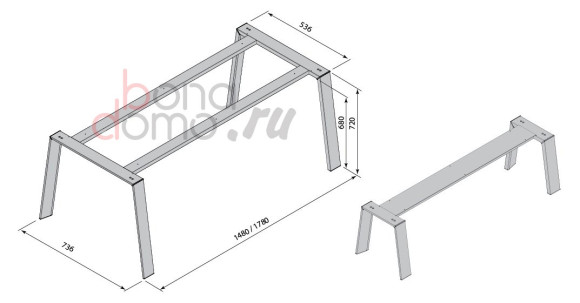 Опорный каркас для стола (подстолье), Schuco, Германия - размеры