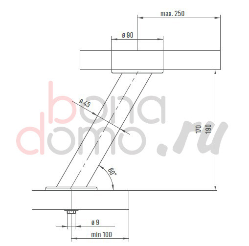 Барная консоль (опора) EBB Bari, Германия - размеры Барная консоль (опора) EBB Bari, Германия - размеры