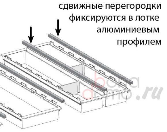 Аксессуары к лоткам Ninka Cuisio - поперечная перегородка, установка