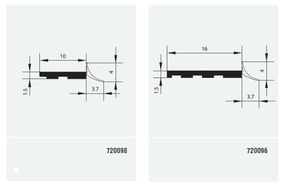 Уплотнительные профили для стеновой панели кухни, Nehl, Германия - размеры