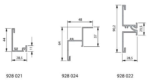 Система стеновых панелей 4-19 мм (Schuco, Германия) - размеры, ч.1