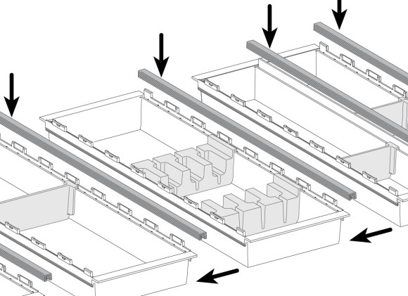 Аксессуары к лоткам Ninka Cuisio - держатель ножей (схема установки)