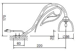 Мебельный светильник Campo, в деревенском стиле для установки над шкафами (Koch, Германия) - размеры