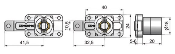 Замок мод. 430 для шкафов с распашными дверями, Lehmann, Германия - размеры