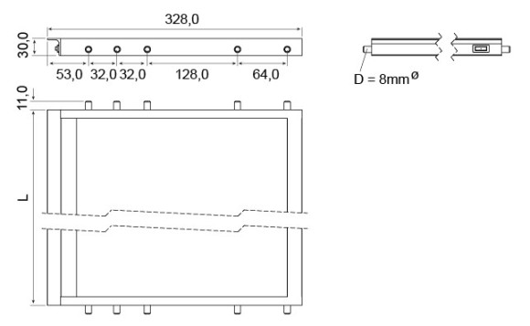 Светящееся дно кухонного шкафа Eco-LB LED 30, Wipo, Германия - размеры Светящееся дно кухонного шкафа Eco-LB LED 30, Wipo, Германия - размеры
