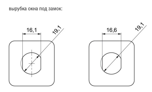 Замок мод. A.02 для шкафов с распашными дверями, Lehmann, Германия - схема вырубки Замок мод. A.02 для шкафов с распашными дверями, Lehmann, Германия - схема вырубки
