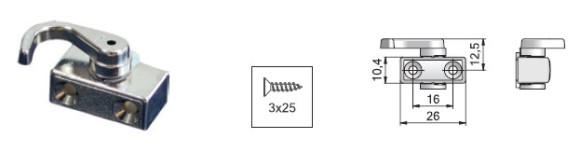 Мебельный замок мод. 750, Lehmann, Германия - верхний крючок