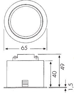 Врезной мебельный светильник с пониженной температурой на поверхности KBS (Hera, Германия) - размеры