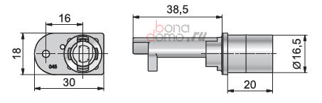 Замок мод. 429.09 (SVS3 DIY) для шкафов с выдвижными ящиками, Lehmann, Германия - размеры