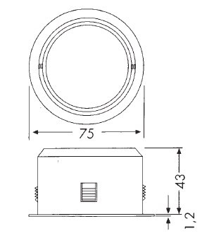 Врезной мебельный светильник с пониженной температурой на поверхности CBS (Hera, Германия) - размеры