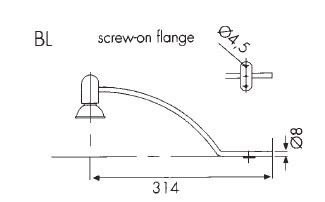 Светильник для монтажа над шкафами BL (Hera, Германия) - размеры