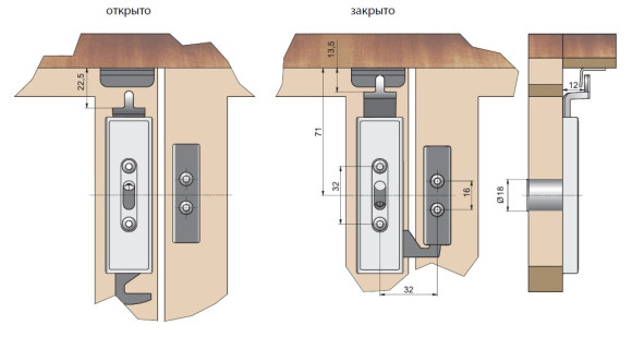 Замок мод. 415 для шкафов с 2 дверями, Lehmann, Германия - принцип работы