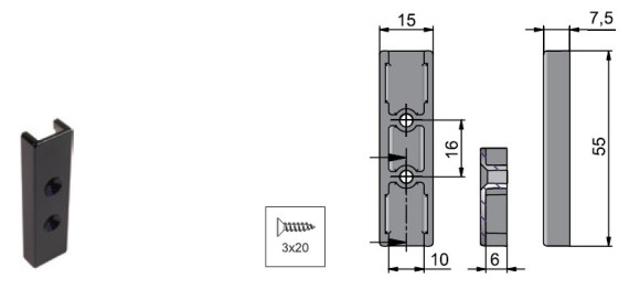 Замок мод. 415 для шкафов с 2 дверями, Lehmann, Германия - скоба 4155