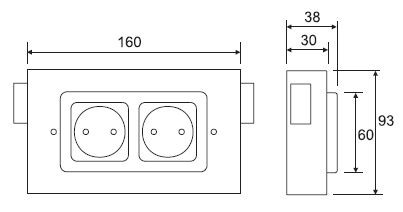 Светильник с розетками для освещения кухонных столешниц Wipo KML - блок розеток, размеры