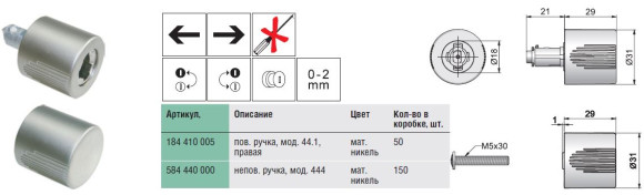 Поворотные ручки Lehmann  со встроенными личинками, Германия