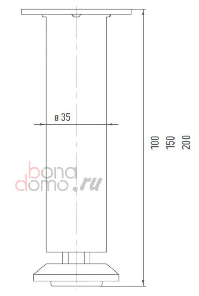 Мебельная ножка Amalfi (EBB, Германия) - размеры