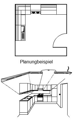 Размещение светильников Futura на кухне (Hera, Германия),