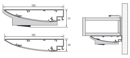 Кухонный светильник с розетками Futura Plus (Hera, Германия), размеры, сечение