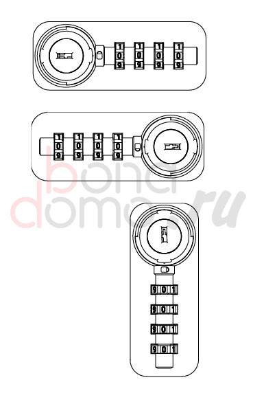 Кодовый замок Dial Lock, мод. 59 FixCode, Lehmann, Германия - сверху вниз: правый, левый, вертикальный Кодовый замок Dial Lock, мод. 59 FixCode, Lehmann, Германия - сверху вниз: правый, левый, вертикальный