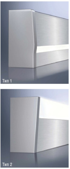 Groove - алюминиевый плинтус с подсветкой для кухонной столешницы (Schuco, Германия), типы