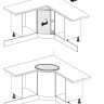 Пример применения доски с угловым шкафом со скругленным фасадом, схема монтажа
